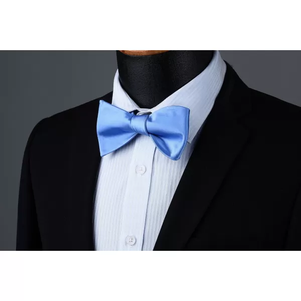 HISDERN Bow Ties for Men Solid Color Self Tie Bow Tie Pocket Square Set Classic Formal Satin Bowties for Tuxedo Wedding Party