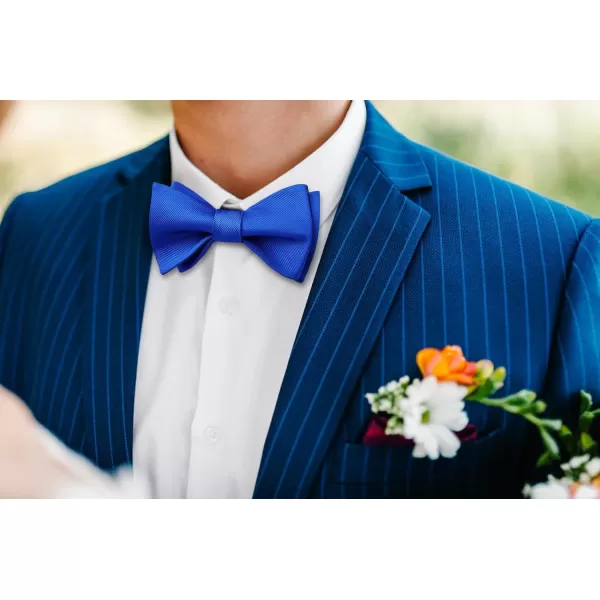 HISDERN Bow Ties for Men Solid Color Self Tie Bow Tie Pocket Square Set Classic Formal Satin Bowties for Tuxedo Wedding Party