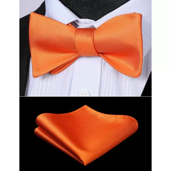 HISDERN Bow Ties for Men Solid Color Self Tie Bow Tie Pocket Square Set Classic Formal Satin Bowties for Tuxedo Wedding Party