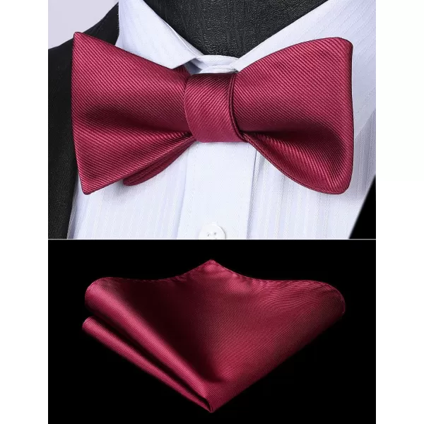 HISDERN Bow Ties for Men Solid Color Self Tie Bow Tie Pocket Square Set Classic Formal Satin Bowties for Tuxedo Wedding Party