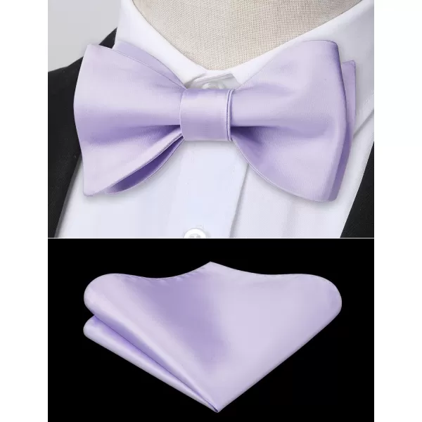 HISDERN Bow Ties for Men Solid Color Self Tie Bow Tie Pocket Square Set Classic Formal Satin Bowties for Tuxedo Wedding Party