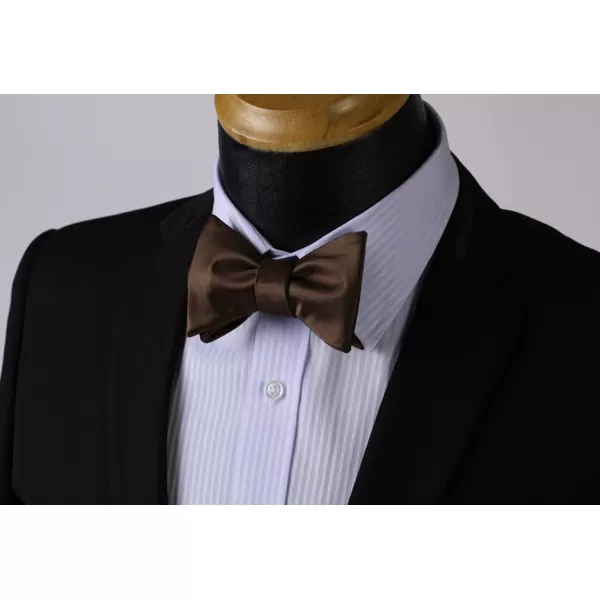 HISDERN Bow Ties for Men Solid Color Self Tie Bow Tie Pocket Square Set Classic Formal Satin Bowties for Tuxedo Wedding Party