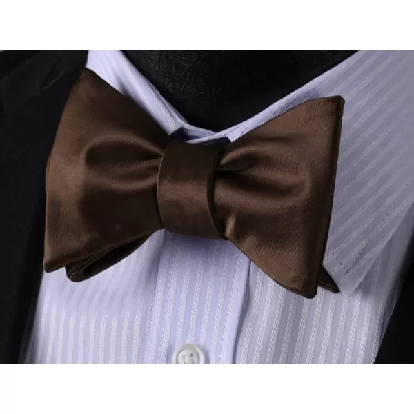 HISDERN Bow Ties for Men Solid Color Self Tie Bow Tie Pocket Square Set Classic Formal Satin Bowties for Tuxedo Wedding Party