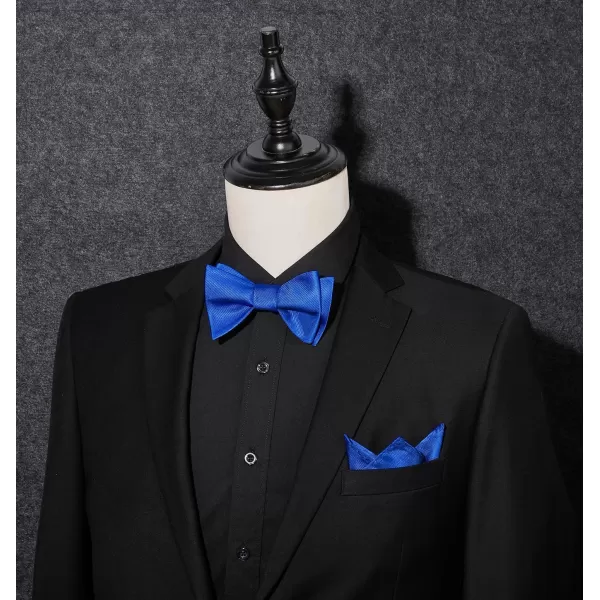 HISDERN Bow Ties for Men Solid Color Self Tie Bow Tie Pocket Square Set Classic Formal Satin Bowties for Tuxedo Wedding Party