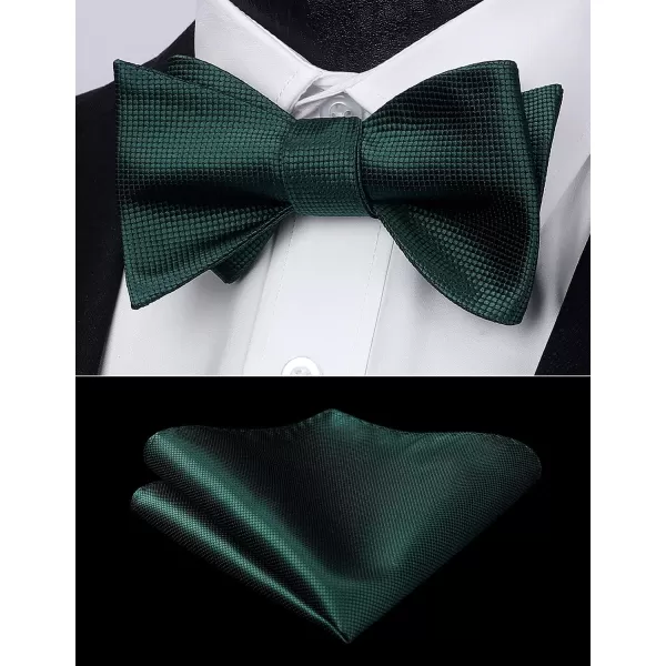 HISDERN Bow Ties for Men Solid Color Self Tie Bow Tie Pocket Square Set Classic Formal Satin Bowties for Tuxedo Wedding Party