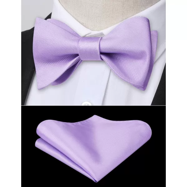 HISDERN Bow Ties for Men Solid Color Self Tie Bow Tie Pocket Square Set Classic Formal Satin Bowties for Tuxedo Wedding Party