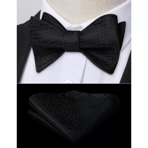 HISDERN Bow Ties for Men Solid Color Self Tie Bow Tie Pocket Square Set Classic Formal Satin Bowties for Tuxedo Wedding Party