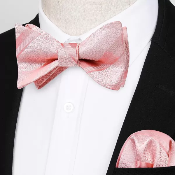 HISDERN Bow Ties for Men Striped Bowties Men's Self Tie Bowtie Handkerchief Formal Tuxedo Wedding Bowties and Pocket Square