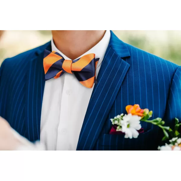 HISDERN Bow Ties for Men Striped Bowties Men's Self Tie Bowtie Handkerchief Formal Tuxedo Wedding Bowties and Pocket Square