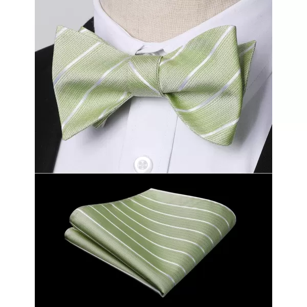 HISDERN Bow Ties for Men Striped Bowties Men's Self Tie Bowtie Handkerchief Formal Tuxedo Wedding Bowties and Pocket Square
