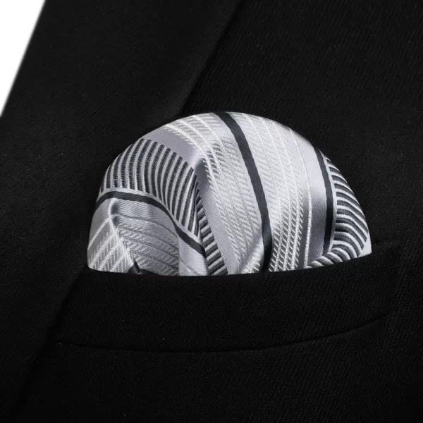 HISDERN Bow Ties for Men Striped Bowties Men's Self Tie Bowtie Handkerchief Formal Tuxedo Wedding Bowties and Pocket Square
