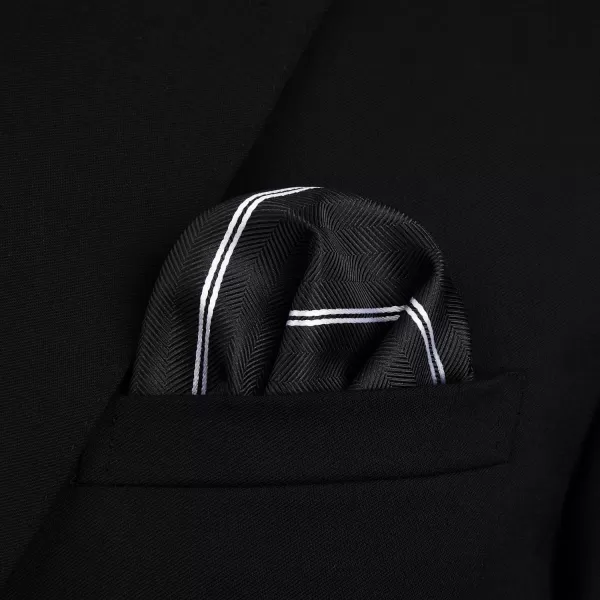 HISDERN Bow Ties for Men Striped Bowties Men's Self Tie Bowtie Handkerchief Formal Tuxedo Wedding Bowties and Pocket Square