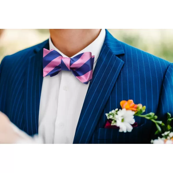 HISDERN Bow Ties for Men Striped Bowties Men's Self Tie Bowtie Handkerchief Formal Tuxedo Wedding Bowties and Pocket Square