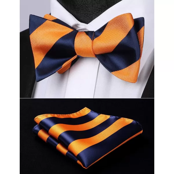 HISDERN Bow Ties for Men Striped Bowties Men's Self Tie Bowtie Handkerchief Formal Tuxedo Wedding Bowties and Pocket Square