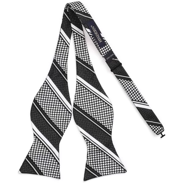 HISDERN Bow Ties for Men Striped Bowties Men's Self Tie Bowtie Handkerchief Formal Tuxedo Wedding Bowties and Pocket Square