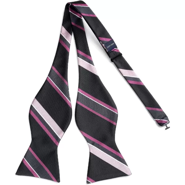 HISDERN Bow Ties for Men Striped Bowties Men's Self Tie Bowtie Handkerchief Formal Tuxedo Wedding Bowties and Pocket Square