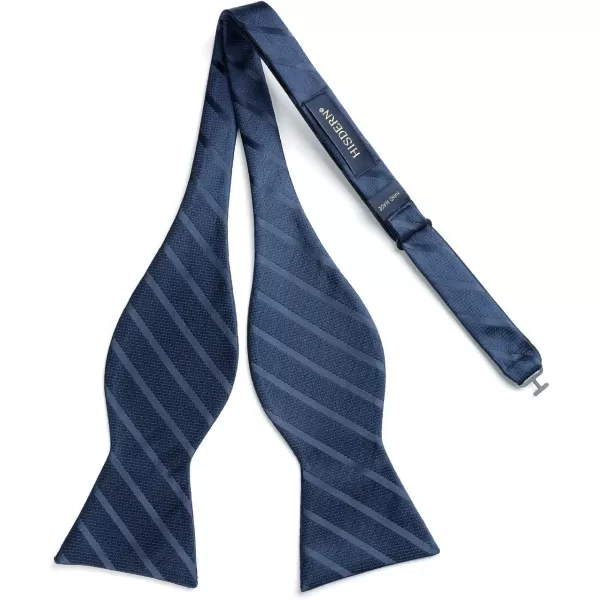 HISDERN Bow Ties for Men Striped Bowties Men's Self Tie Bowtie Handkerchief Formal Tuxedo Wedding Bowties and Pocket Square