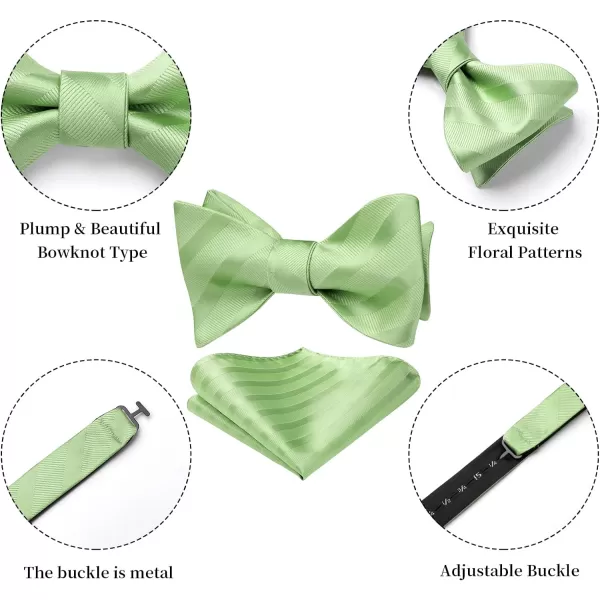 HISDERN Bow Ties for Men Striped Bowties Men's Self Tie Bowtie Handkerchief Formal Tuxedo Wedding Bowties and Pocket Square
