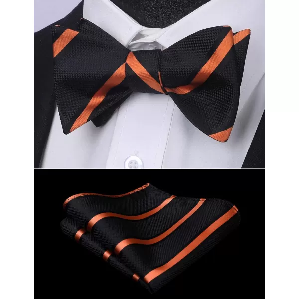 HISDERN Bow Ties for Men Striped Bowties Men's Self Tie Bowtie Handkerchief Formal Tuxedo Wedding Bowties and Pocket Square