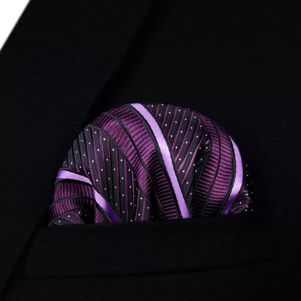 HISDERN Bow Ties for Men Striped Bowties Men's Self Tie Bowtie Handkerchief Formal Tuxedo Wedding Bowties and Pocket Square