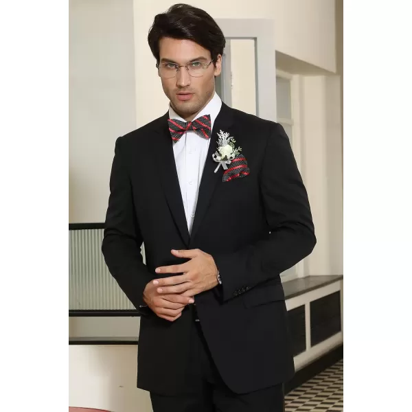 HISDERN Bow Ties for Men Striped Bowties Men's Self Tie Bowtie Handkerchief Formal Tuxedo Wedding Bowties and Pocket Square