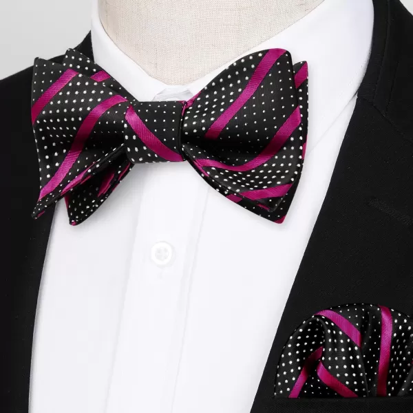 HISDERN Bow Ties for Men Striped Bowties Men's Self Tie Bowtie Handkerchief Formal Tuxedo Wedding Bowties and Pocket Square
