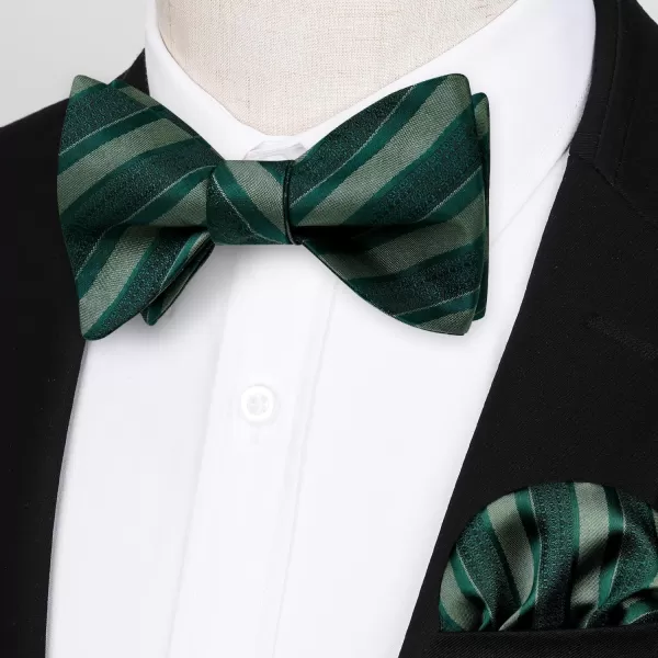 HISDERN Bow Ties for Men Striped Bowties Men's Self Tie Bowtie Handkerchief Formal Tuxedo Wedding Bowties and Pocket Square