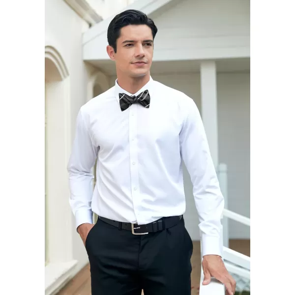 HISDERN Bow Ties for Men Striped Bowties Men's Self Tie Bowtie Handkerchief Formal Tuxedo Wedding Bowties and Pocket Square