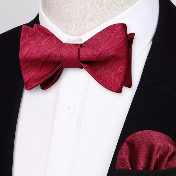 HISDERN Bow Ties for Men Striped Bowties Men's Self Tie Bowtie Handkerchief Formal Tuxedo Wedding Bowties and Pocket Square