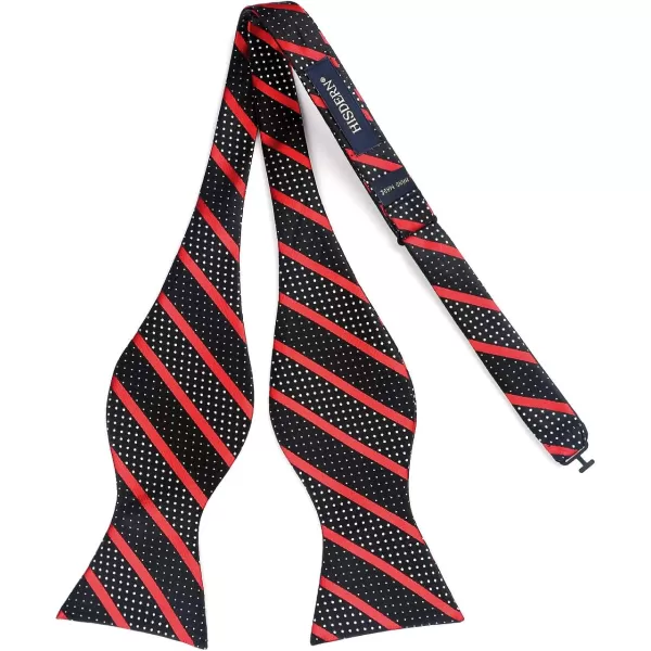 HISDERN Bow Ties for Men Striped Bowties Men's Self Tie Bowtie Handkerchief Formal Tuxedo Wedding Bowties and Pocket Square