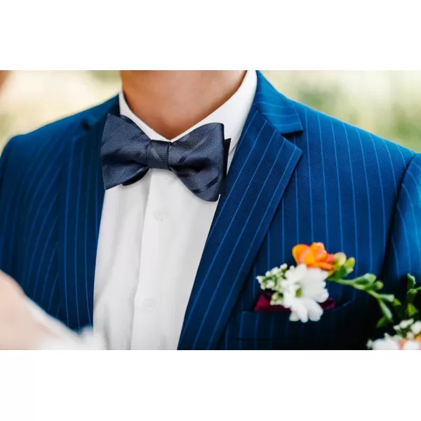 HISDERN Bow Ties for Men Striped Bowties Men's Self Tie Bowtie Handkerchief Formal Tuxedo Wedding Bowties and Pocket Square