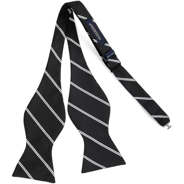 HISDERN Bow Ties for Men Striped Bowties Men's Self Tie Bowtie Handkerchief Formal Tuxedo Wedding Bowties and Pocket Square