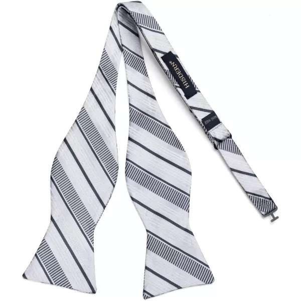 HISDERN Bow Ties for Men Striped Bowties Men's Self Tie Bowtie Handkerchief Formal Tuxedo Wedding Bowties and Pocket Square