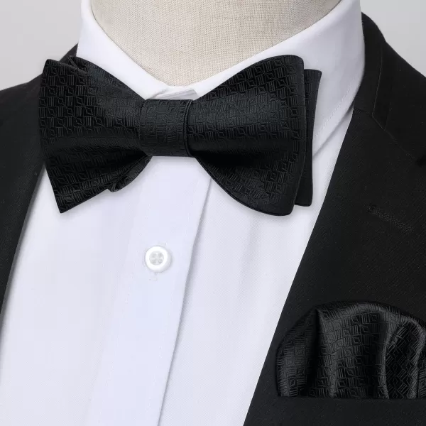HISDERN Bow Ties for Men Striped Bowties Men's Self Tie Bowtie Handkerchief Formal Tuxedo Wedding Bowties and Pocket Square