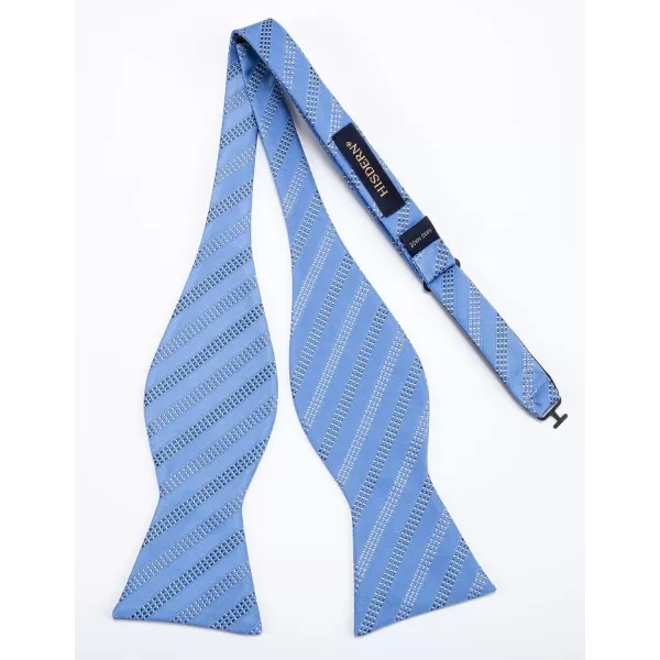 HISDERN Bow Ties for Men Striped Bowties Men's Self Tie Bowtie Handkerchief Formal Tuxedo Wedding Bowties and Pocket Square