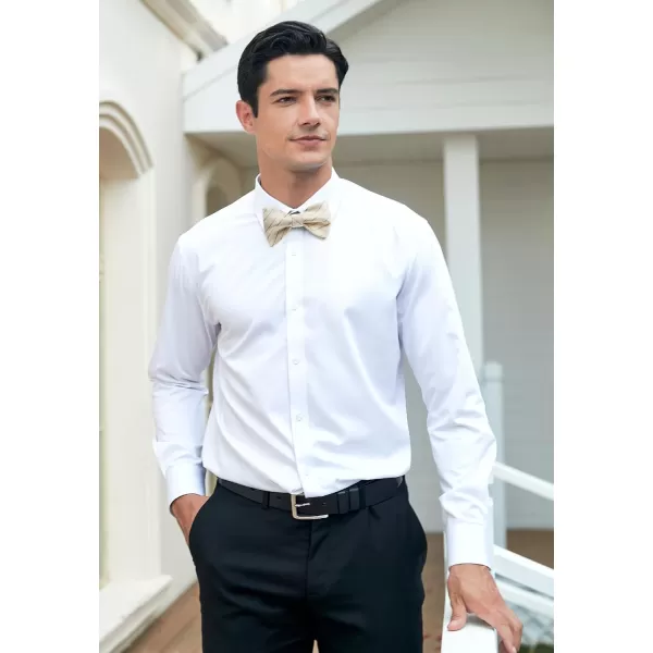 HISDERN Bow Ties for Men Striped Bowties Men's Self Tie Bowtie Handkerchief Formal Tuxedo Wedding Bowties and Pocket Square