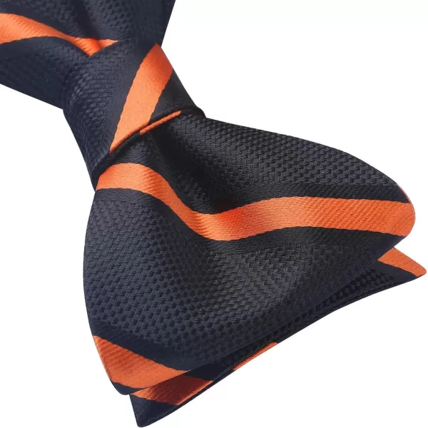 HISDERN Bow Ties for Men Striped Bowties Men's Self Tie Bowtie Handkerchief Formal Tuxedo Wedding Bowties and Pocket Square