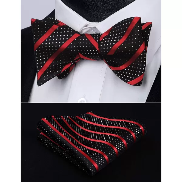 HISDERN Bow Ties for Men Striped Bowties Men's Self Tie Bowtie Handkerchief Formal Tuxedo Wedding Bowties and Pocket Square