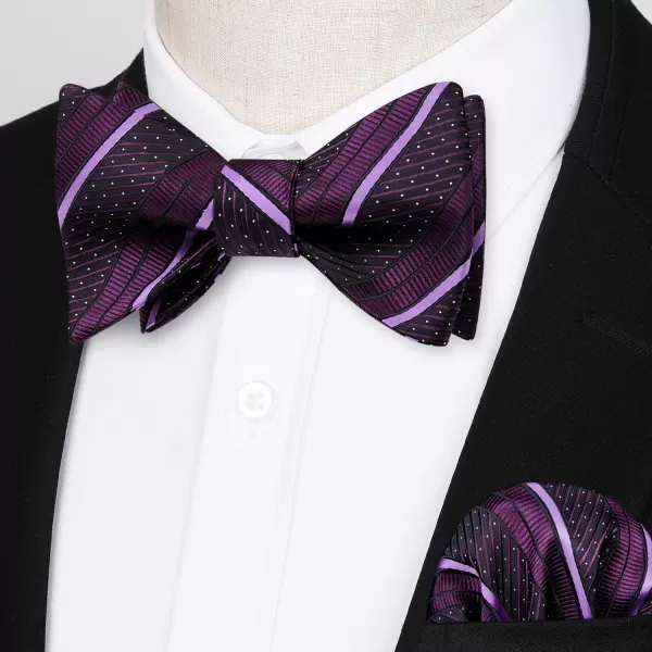 HISDERN Bow Ties for Men Striped Bowties Men's Self Tie Bowtie Handkerchief Formal Tuxedo Wedding Bowties and Pocket Square