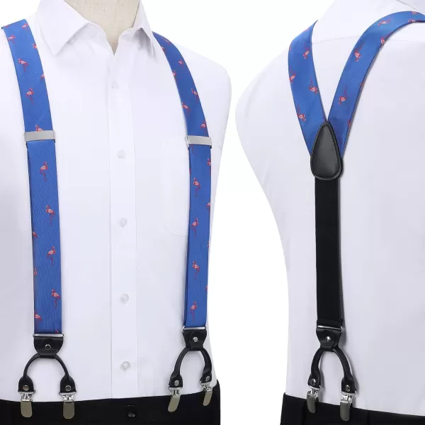 HISDERN Bow tie and Suspenders for Men Plaid Suspender Self Bowtie Pocket Square Adjustable Y Shape Mens Trouser Braces