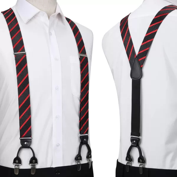 HISDERN Bow tie and Suspenders for Men Plaid Suspender Self Bowtie Pocket Square Adjustable Y Shape Mens Trouser Braces