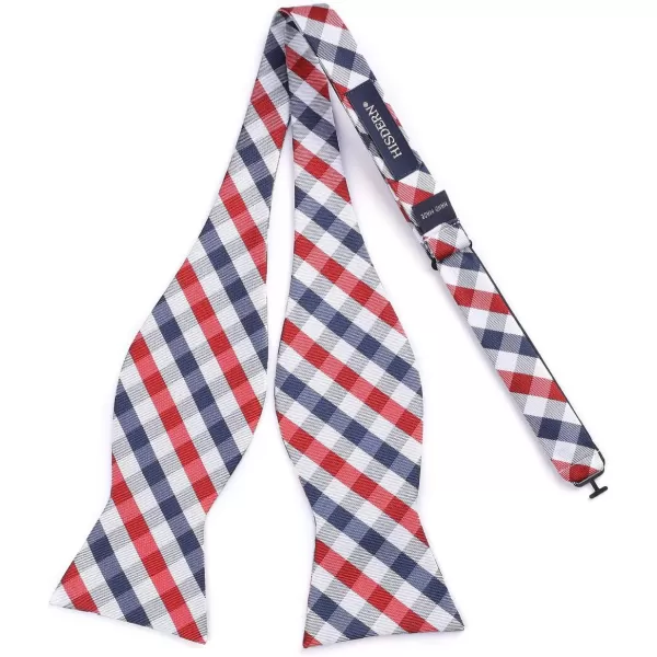 HISDERN Bow tie and Suspenders for Men Plaid Suspender Self Bowtie Pocket Square Adjustable Y Shape Mens Trouser Braces