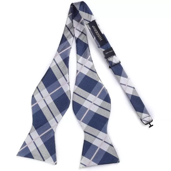 HISDERN Bow tie and Suspenders for Men Plaid Suspender Self Bowtie Pocket Square Adjustable Y Shape Mens Trouser Braces