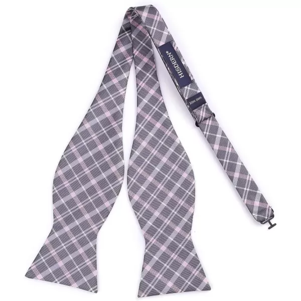 HISDERN Bow tie and Suspenders for Men Plaid Suspender Self Bowtie Pocket Square Adjustable Y Shape Mens Trouser Braces