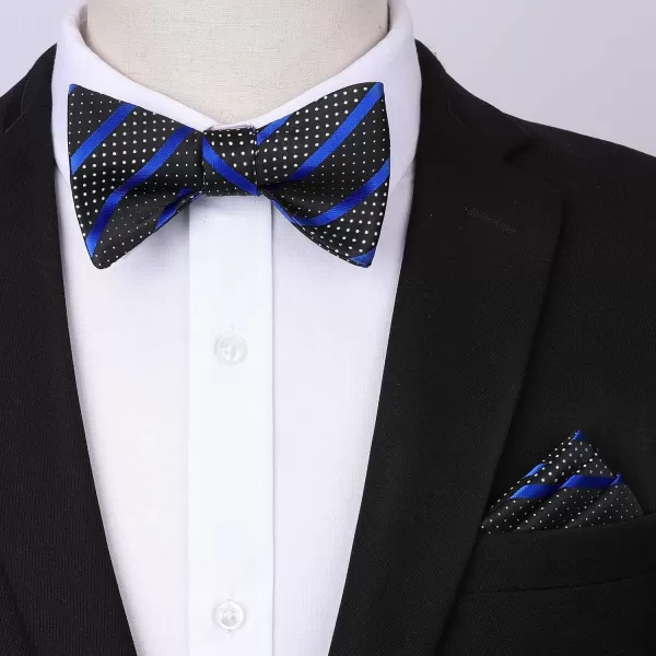 HISDERN Bow tie and Suspenders for Men Plaid Suspender Self Bowtie Pocket Square Adjustable Y Shape Mens Trouser Braces