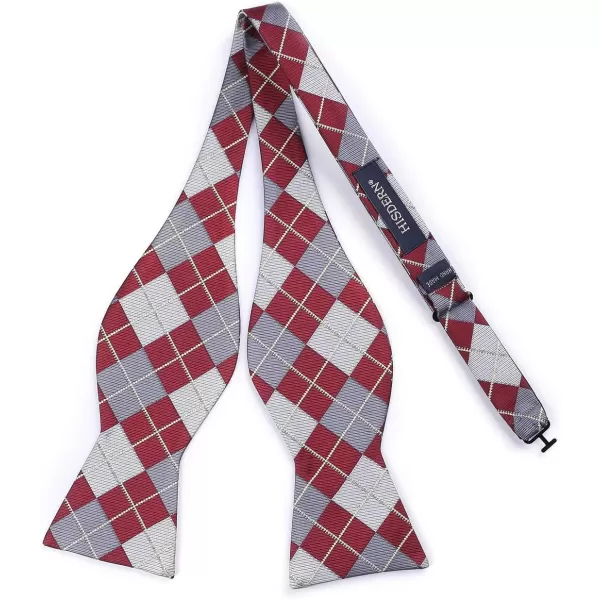 HISDERN Bow tie and Suspenders for Men Plaid Suspender Self Bowtie Pocket Square Adjustable Y Shape Mens Trouser Braces