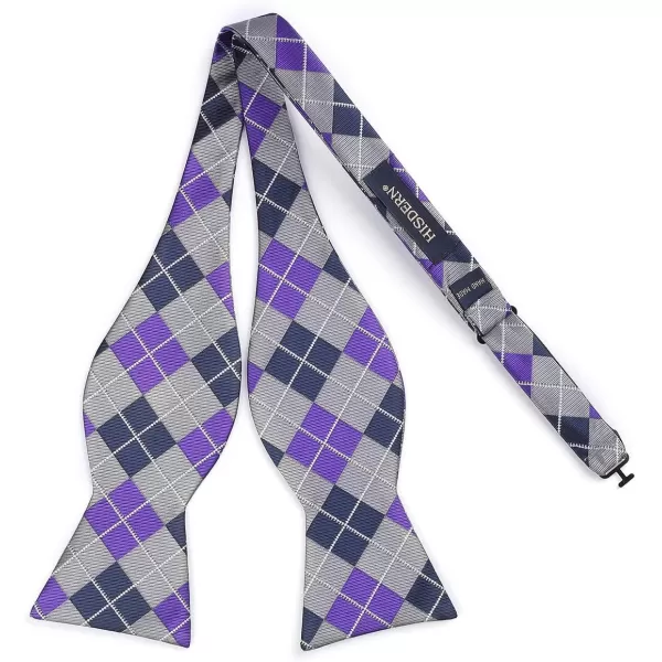 HISDERN Bow tie and Suspenders for Men Plaid Suspender Self Bowtie Pocket Square Adjustable Y Shape Mens Trouser Braces