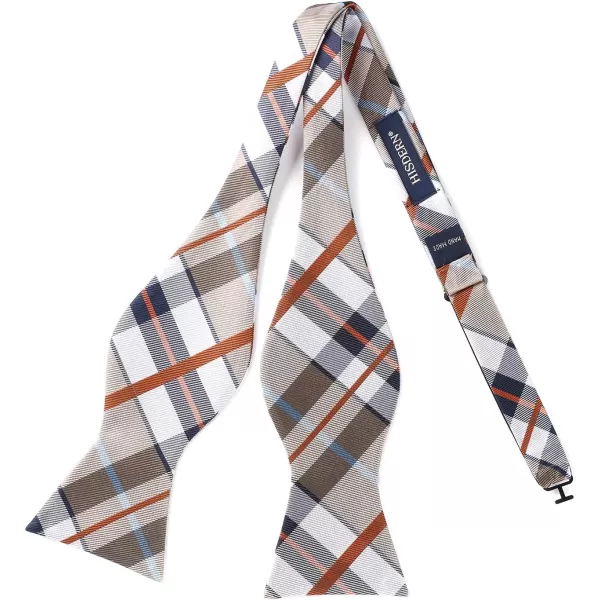 HISDERN Bow tie and Suspenders for Men Plaid Suspender Self Bowtie Pocket Square Adjustable Y Shape Mens Trouser Braces