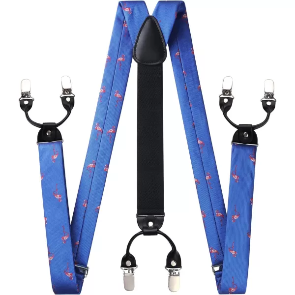HISDERN Bow tie and Suspenders for Men Plaid Suspender Self Bowtie Pocket Square Adjustable Y Shape Mens Trouser Braces