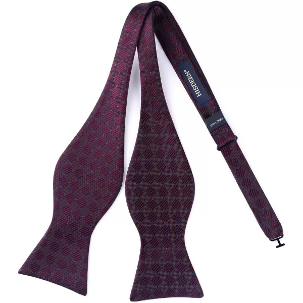 HISDERN Bow tie and Suspenders for Men Plaid Suspender Self Bowtie Pocket Square Adjustable Y Shape Mens Trouser Braces
